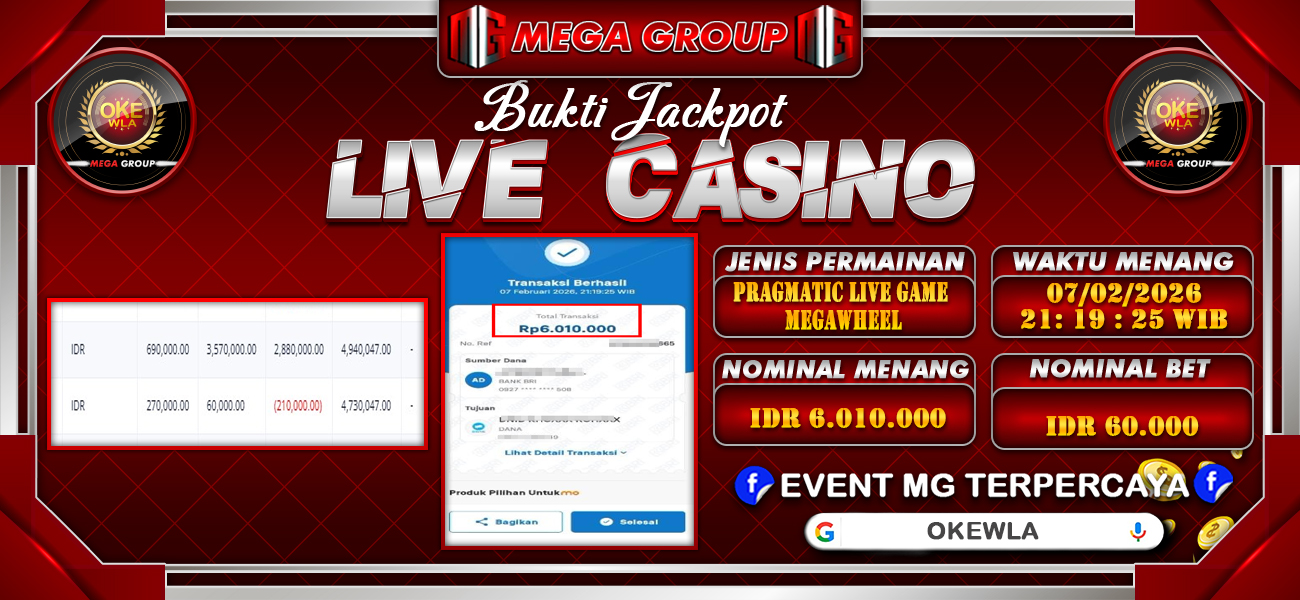 Bukti JP situs Okewla hari Sabtu, 07 Februari 2026