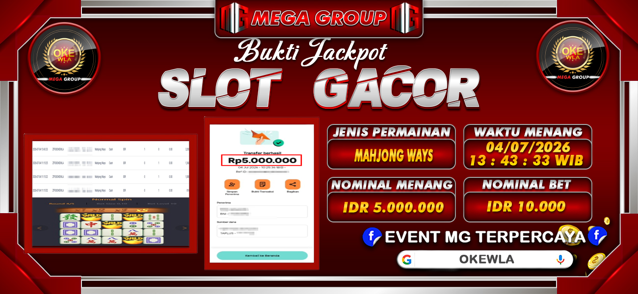 Bukti JP situs Okewla hari Sabtu, 04 Juli 2026
