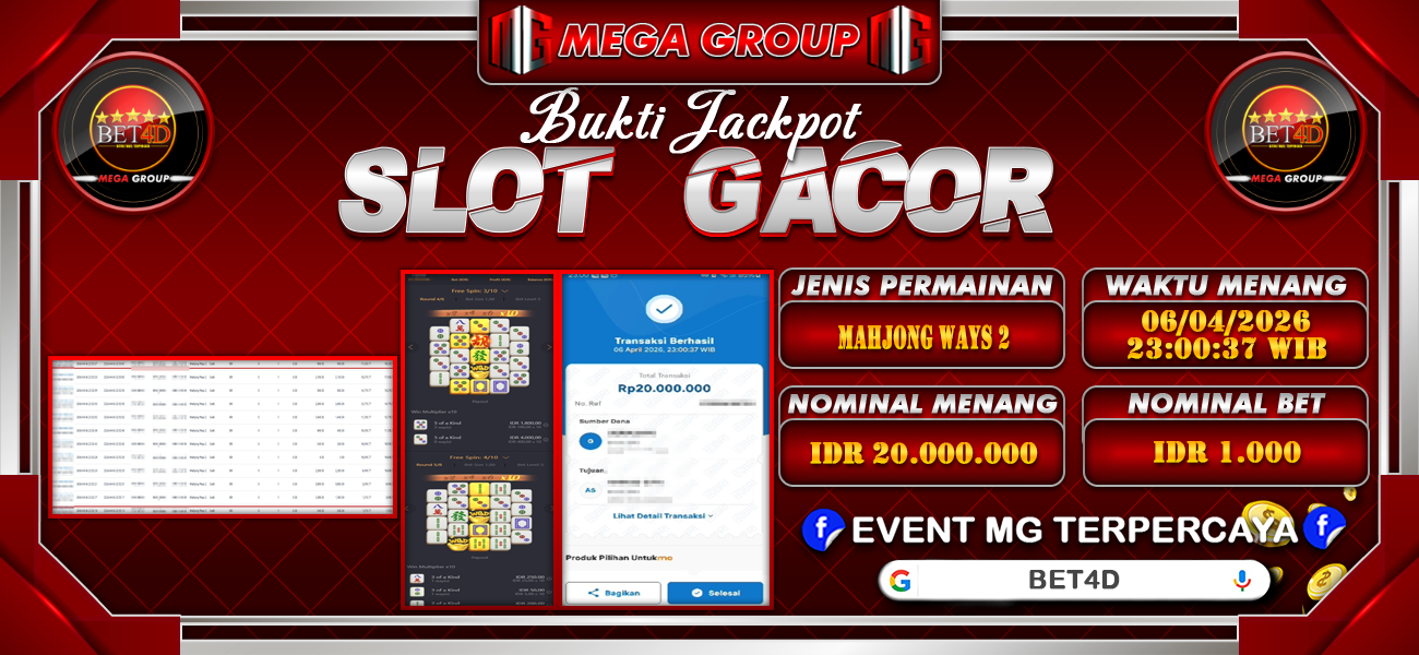 Bukti JP situs Bet4D hari Senin, 06 April 2026