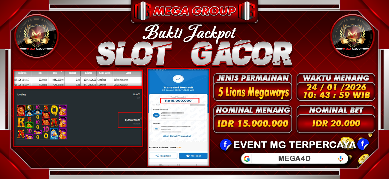 Bukti JP situs Mega4D hari Sabtu, 24 Januari 2026