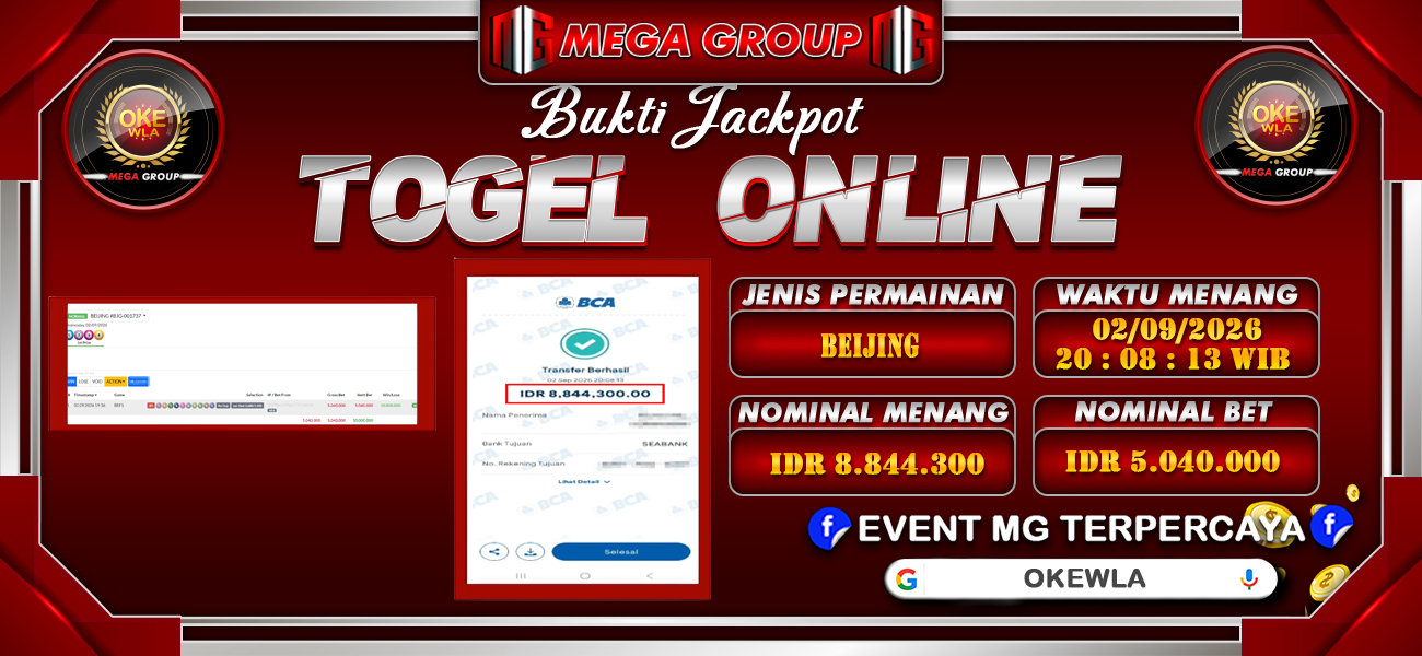 Bukti JP situs Okewla hari Kamis, 03 September 2026