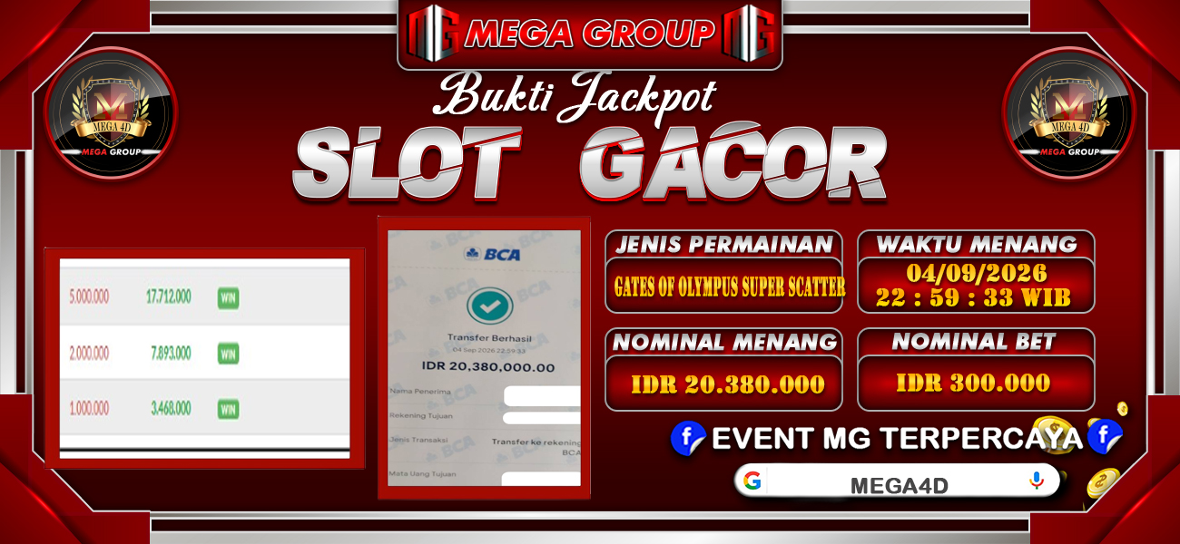 Bukti JP situs Mega4D hari Jumat, 04 September 2026
