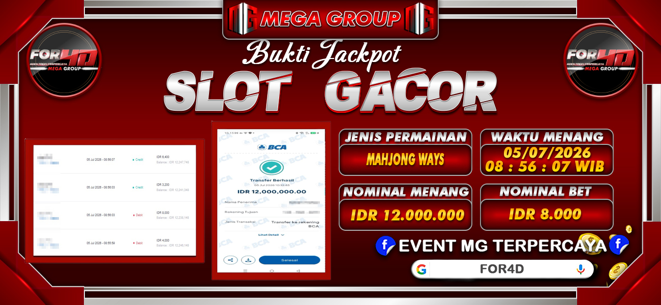 Bukti JP situs For4D hari Senin, 06 Juli 2026
