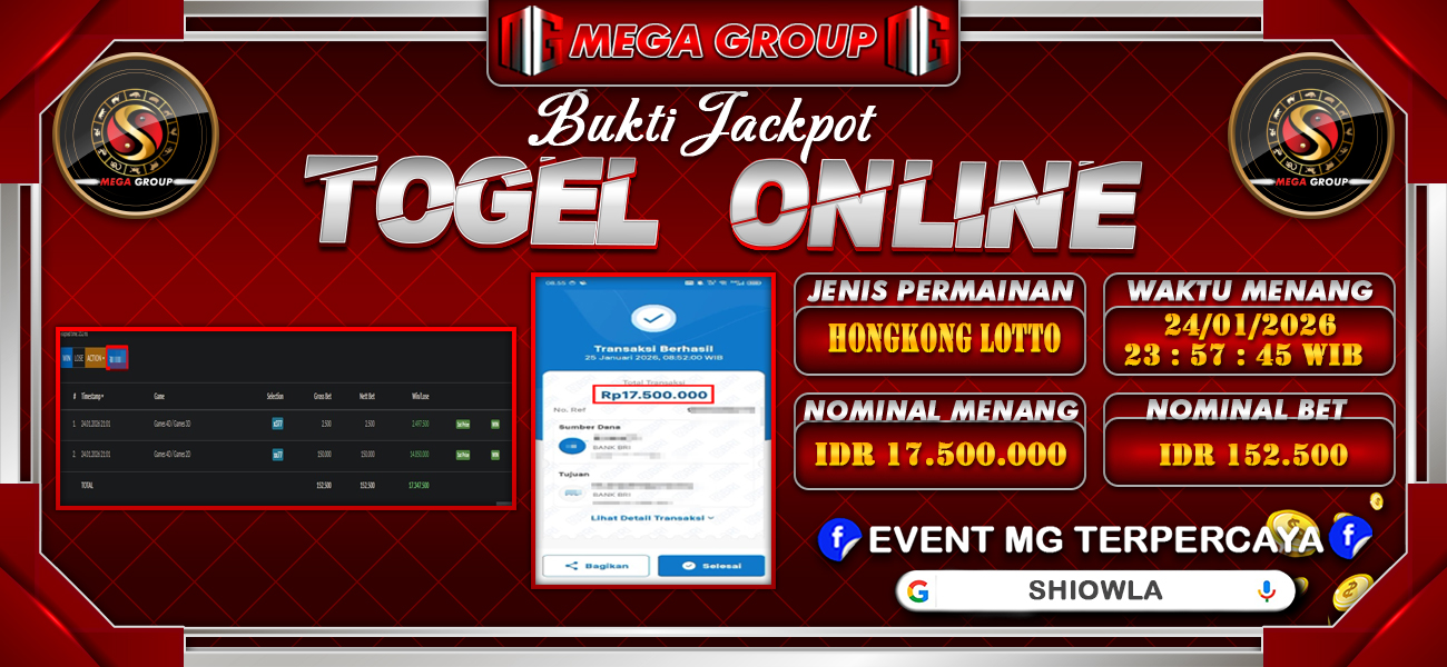 Bukti JP situs Shiowla hari Minggu, 25 Januari 2026