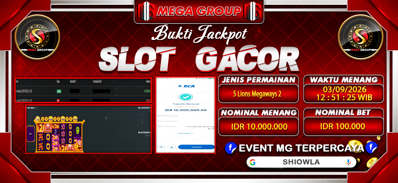 Bukti JP situs Shiowla hari Kamis, 03 September 2026